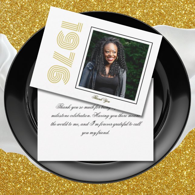 Vintage 1976 Retro Photo 50th Birthday White Dankeskarte (Von Creator hochgeladen)