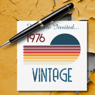 Vintage 1976 Retro-Streifen-Sonne Personalisierte Einladung