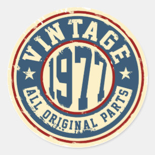 Vintage 1977 alle Vorlagen-Teile Runder Aufkleber