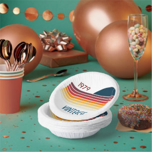 Vintage 1979 Retro-Streifen-Sonne Pappteller