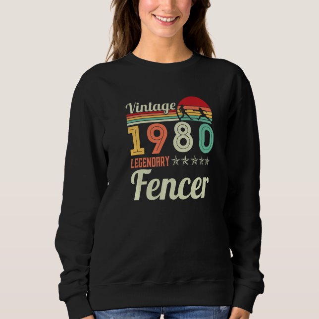 Vintage 1980 Legendary Fencer Fencing Fencing Coac Sweatshirt (Vorderseite)