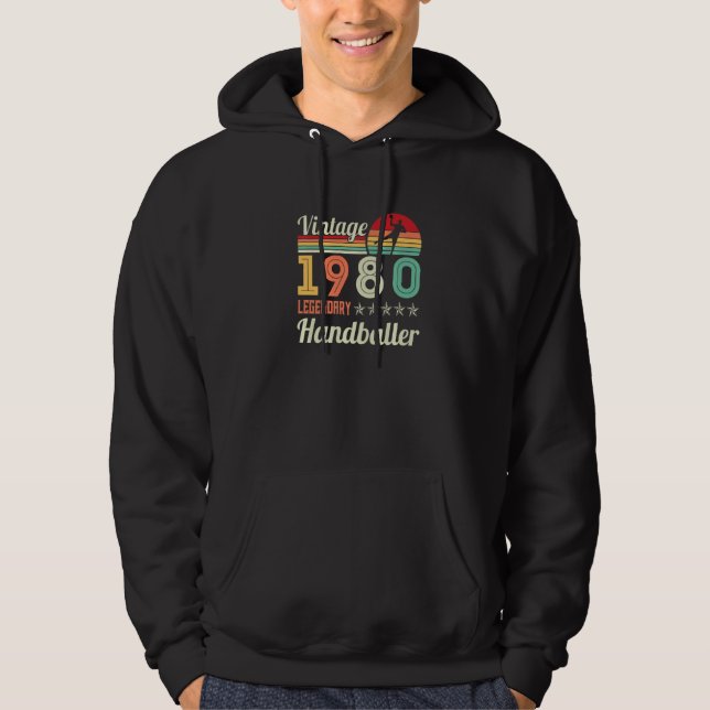 Vintage 1980 Legendary Handballer Handball Player Hoodie (Vorderseite)