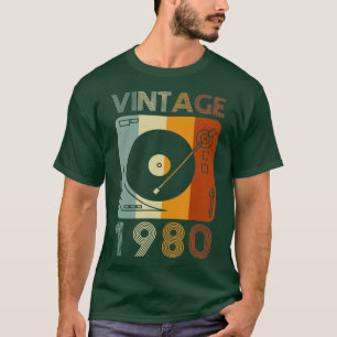 Vintage 1980 Retro Plattenspieler Geburtstag Vinyl T-Shirt