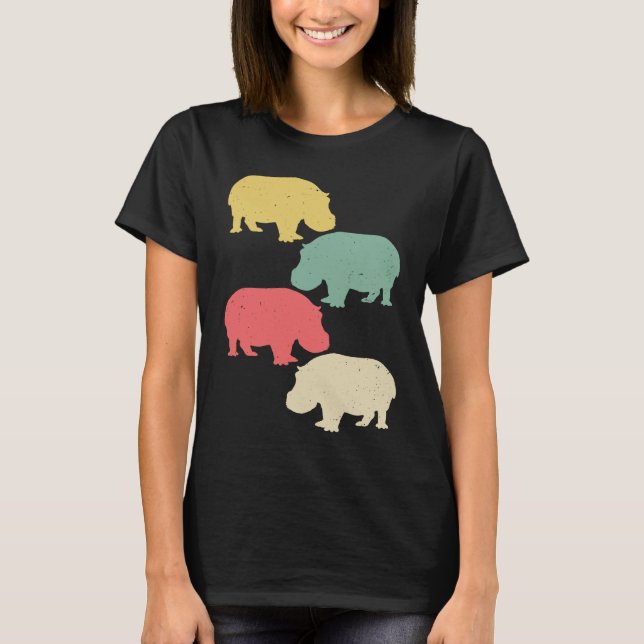 Vintage 1980  Women  Hippopotamus Retro T-Shirt (Vorderseite)