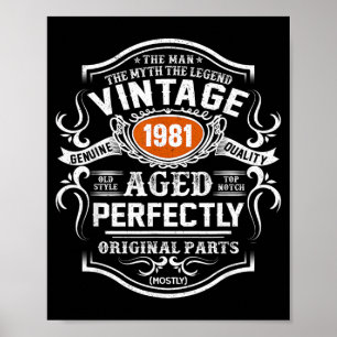 Vintage 1981 Mann Mythos Legende 45 Jahre alte Ges Poster