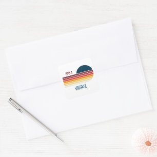 Vintage 1984 Retro-Streifen-Sonne Quadratischer Aufkleber