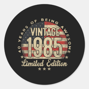 Vintage 1985 Limited Edition 40 Jahre alte Geschen Runder Aufkleber