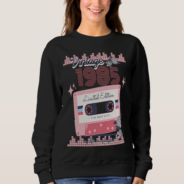 Vintage 1985  Music Cassette Song Boho Retro Sweatshirt (Vorderseite)