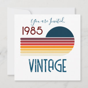 Vintage 1985 Retro Streifen Sonne 40. Geburtstag Einladung