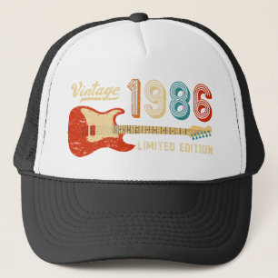 Vintage 1986 40. Geburtstag E-Gitarre Bassist Truckerkappe
