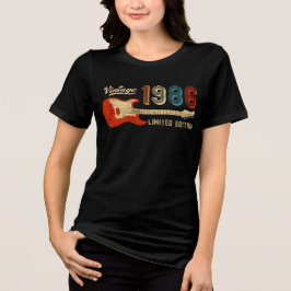 Vintage 1986 40th Birthday Electric Guitar Bassist Tri-Blend Shirt