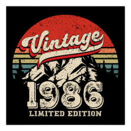 Vintage 1986 Birthday Retro 40th Outdoorsy Bday Poster