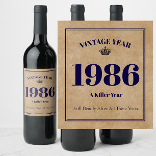 Vintage 1986 – Ein Killer-Jahr 40. Geburtstagswe Weinetikett