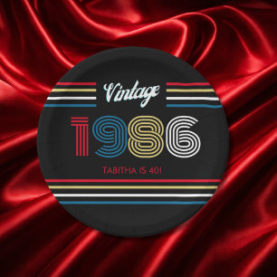 Vintage 1986 Retro 40. Geburtstag Party Teller aus
