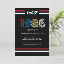 Vintage 1986 Retro 40th Birthday Party Invitation Einladung