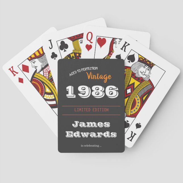 Vintage 1986 Retro Poker Cards - 40. Geburtstag Spielkarten (Rückseite)