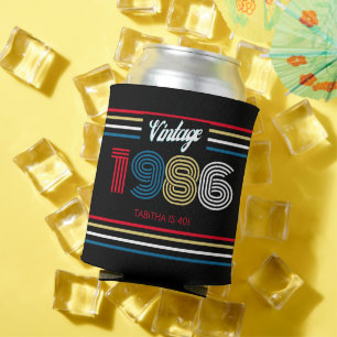 Vintage 1986 Retro-Streifen 40. Geburtstagsgeschen Dosenkühler