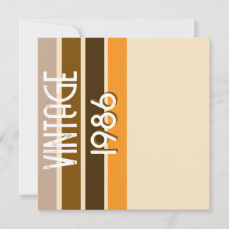 Vintage 1986 Retro Streifen Braun Beige Vintage Einladung