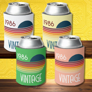 Vintage 1986 Retro-Streifen-Sonne 40. Geburtstag Dosenkühler