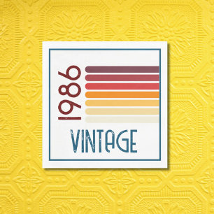 Vintage 1986 Retro-Streifen-Sonne 40. Geburtstag Serviette