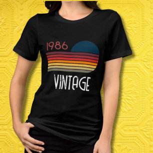 Vintage 1986 Retro-Streifen-Sonne 40. Geburtstag Tri-Blend Shirt