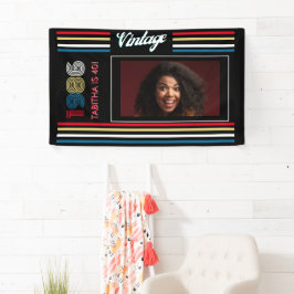 Vintage 1986 Retro Stripe Colorful 40th Birthday  Banner