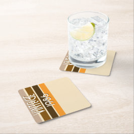 Vintage 1986 Retro Stripes Brown Tan Vintage  Rechteckiger Pappuntersetzer