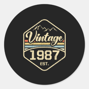 Vintage 1987 ca. 34. Geburtstagsgeschenk Runder Aufkleber