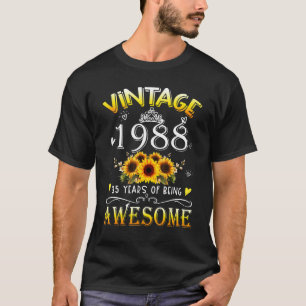 Vintage 1988 Sonnenblume 35. Geburtstag 35 Jahre S T-Shirt