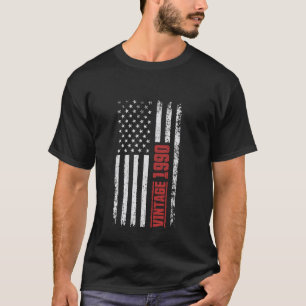 Vintage 1990 Amerikanische Flagge Retro 35. Geburt T-Shirt