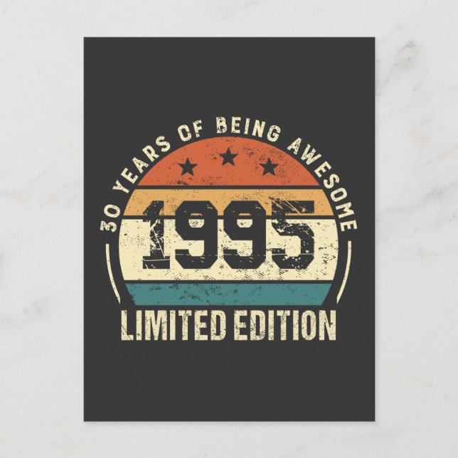 Vintage 1995 Retro 30th Birthday Gift   Postkarte (Vorderseite)