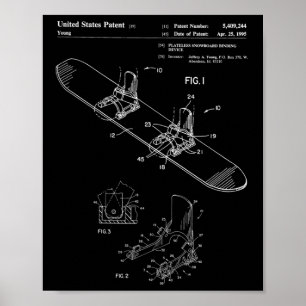 Vintage 1995 Snowboard Patentdruck Poster