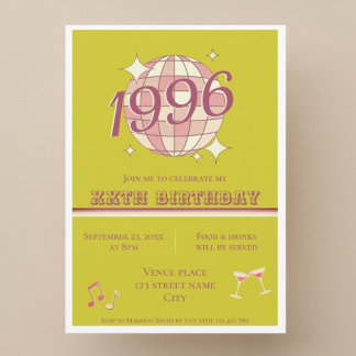 Vintage 1996 30. Geburtstag Türkisblaue Einladung 