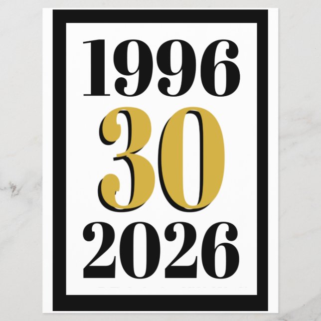 Vintage 1996 Milestone 30. Geburtstag   Flyer (Vorne)