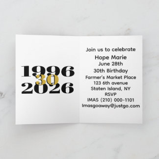 Vintage 1996 Milestone 30th Birthday   Einladung