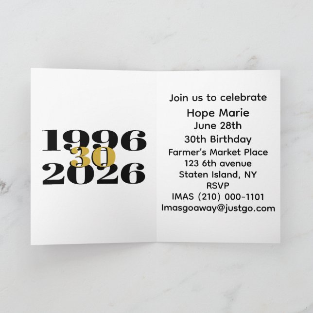 Vintage 1996 Milestone 30th Birthday   Einladung (Innenseite)