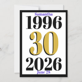 Vintage 1996 Milestone 30th Birthday Magneteinladung