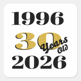 Vintage 1996 Milestone 30th Birthday Quadratischer Aufkleber