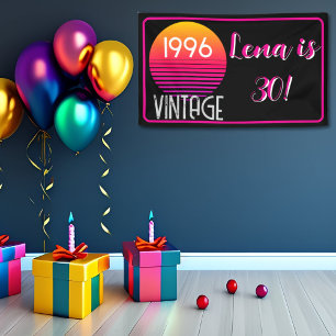 Vintage 1996 Neon Retro-Streifen Sonnen 30. Geburt Banner
