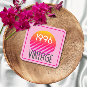 Vintage 1996 Neon Retro-Streifen-Sonnen-30. Geburt Rechteckiger Pappuntersetzer