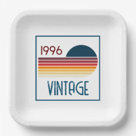 Vintage 1996 Retro Stripe Sun 30th Birthday Pappteller