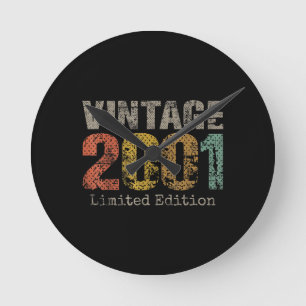 Vintage 2001 Text 25. Geburtstagsgeschenk Männer F Runde Wanduhr