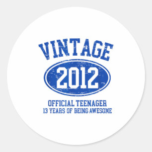 Vintage 2012 offizieller Teenager 13. Geburtstag 1 Runder Aufkleber
