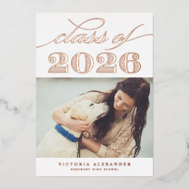 Vintage 2025 Foto Abschluss Rose Gold Folieneinladung