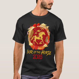 Vintage 2026 Chinesisches Neujahr des Pferdes  T-Shirt