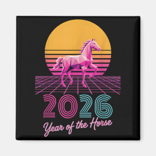 Vintage 2026 Jahr des Pferdes Lunar Cowgirl CNY Z Magnet