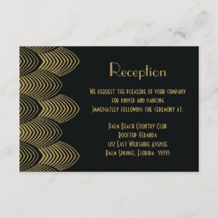 Vintage 20er Jahre Art Deco geschwungene Hochzeits Begleitkarte