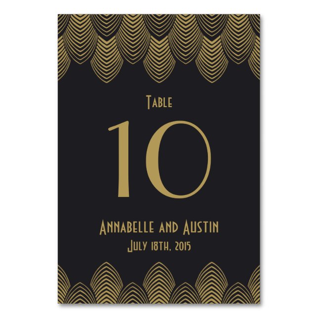 Vintage 20er Jahre Art Deco Scallop Hochzeit Tisch Tischnummer (Vorderseite)