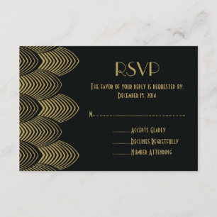 Vintage 20er Jahre Art Deco Scalloped Wedding RSVP Karte