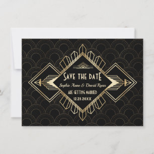 Vintage 20er Jahre Gold Schwarze Great Gatsby Hoch Save The Date